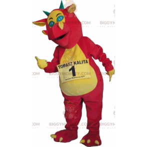 Pink og gul drage BIGGYMONKEY™ maskotkostume - Drage maskot - BIGGYMONKEY_015676 - BiggyMonkey.com