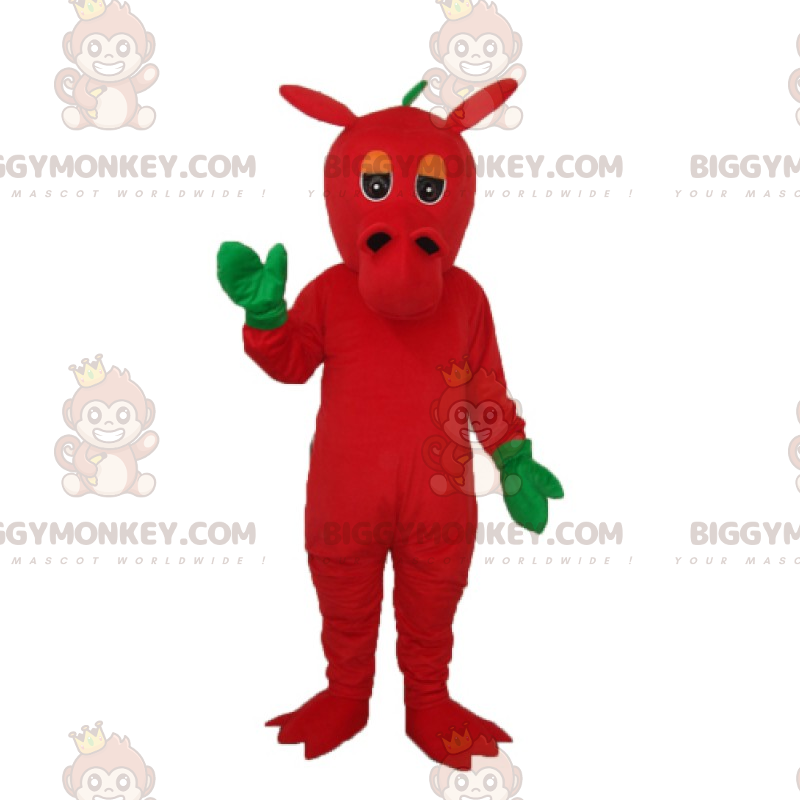 Röd drake och gröna händer BIGGYMONKEY™ maskotdräkt -