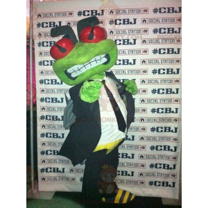 Grüner Frosch BIGGYMONKEY™ Maskottchenkostüm im Krawattenanzug