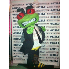Grüner Frosch BIGGYMONKEY™ Maskottchenkostüm im Krawattenanzug