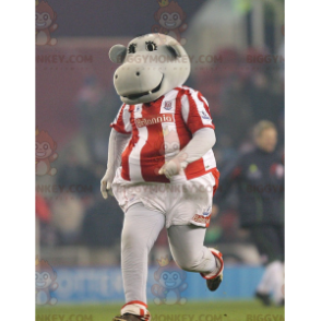 BIGGYMONKEY™ Mascot Costume Gray Hippo In Sportswear -