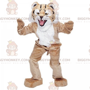Beige and White Feline BIGGYMONKEY™ Mascot Costume -
