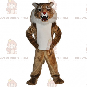 Beige and White Feline BIGGYMONKEY™ Mascot Costume -