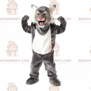 BIGGYMONKEY™ Furry Eared Gray Feline Mascot Costume -