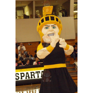 BIGGYMONKEY™ Mascot Costume of Knight i sort outfit med gul