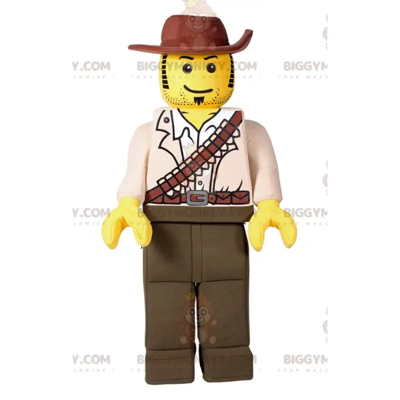 BIGGYMONKEY™ Maskottchenkostüm von Lego Minifigur – Indiana BIGGYMONKEY™ Maskottchenkostüm von Lego Minifigur – Indiana
