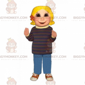 BIGGYMONKEY™ Maskottchen-Kostüm für Mädchen mit Blume im Haar - Maskottchen für Jungen und Mädchen - BiggyMonkey.com