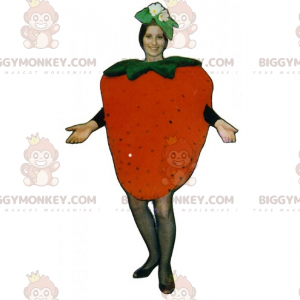 Στολή μασκότ BIGGYMONKEY™ φράουλα με λουλούδια - Biggymonkey.com