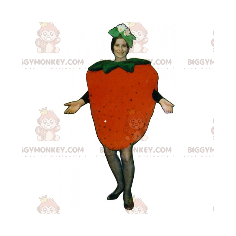 Aardbei met bloemen BIGGYMONKEY™ mascottekostuum - Aardbei met bloemen BIGGYMONKEY™ mascottekostuum -
