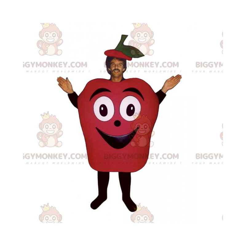  Costume da mascotte Fruit BIGGYMONKEY™ - Mela rossa sorridente - Mascotte della frutta - BIGGYMONKEY_015744 - BiggyMonkey.com