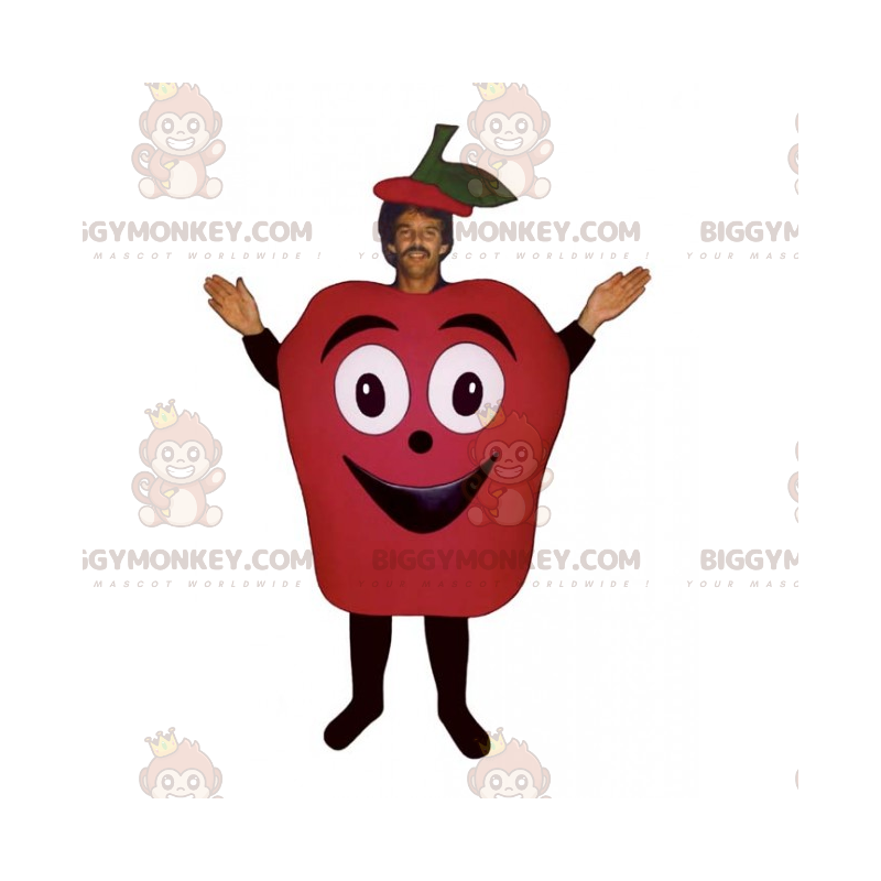 Fruit BIGGYMONKEY™ mascottekostuum - lachende rode appel -