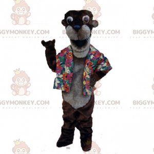 Ferret BIGGYMONKEY™ maskottiasu kukkaisella takilla - Metsän eläimiä - BIGGYMONKEY_015746 - BiggyMonkey.com