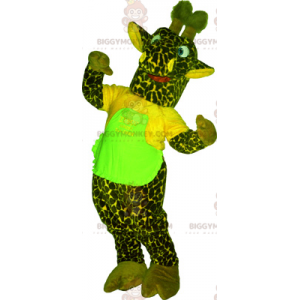 Costume mascotte BIGGYMONKEY™ giraffa verde con maglietta -
