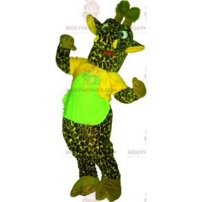 Green Giraffe BIGGYMONKEY™ Mascot Costume with Teeshirt -