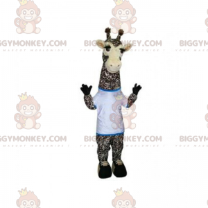 Disfraz de mascota de jirafa BIGGYMONKEY™ con camiseta blanca -