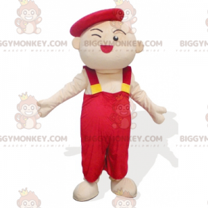 Artist Kid Man BIGGYMONKEY™ maskotkostume i røde overalls -