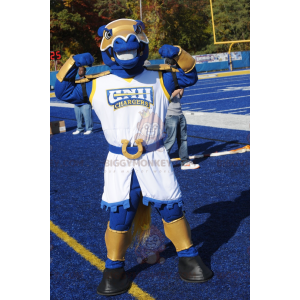 Costume de mascotte BIGGYMONKEY™ de cheval bleu et doré en