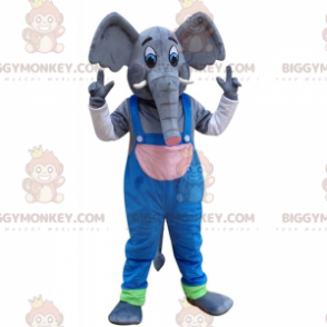 Big Elephant BIGGYMONKEY™ Mascot Costume with Overalls –