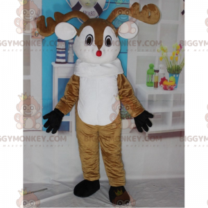 Big Red Nosed Reindeer BIGGYMONKEY™ Maskottchenkostüm - Hirsch- und Rehmaskottchen - BIGGYMONKEY_015815 - BiggyMonkey.com