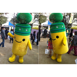 Cute Smiling Pole Yellow And Green BIGGYMONKEY™ Mascot Costume