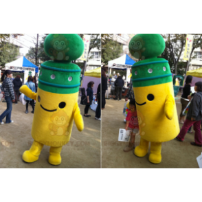 Cute Smiling Pole Yellow And Green BIGGYMONKEY™ Mascot Costume