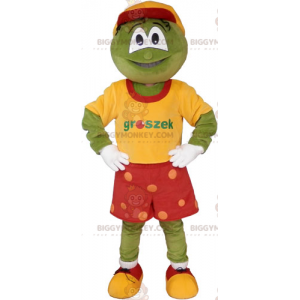 Frog BIGGYMONKEY™ Mascot Costume with Red Shorts -