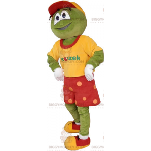 Costume da mascotte da rana BIGGYMONKEY™ con pantaloncini rossi