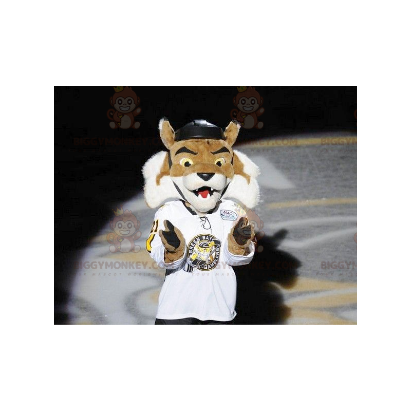 Brun och vit tiger BIGGYMONKEY™ maskotdräkt i sportkläder - Brun och vit tiger BIGGYMONKEY™ maskotdräkt i sportkläder -