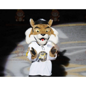 Brown and White Tiger BIGGYMONKEY™ Mascot Costume In Sportswear