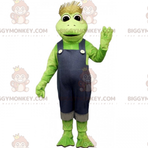 BIGGYMONKEY™ Frosch-Maskottchen-Kostüm im Vogelscheuchen-Outfit