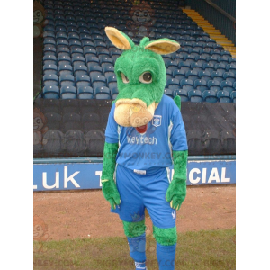 BIGGYMONKEY™ Mascot Costume Green and Pink Donkey in Blue