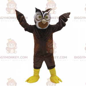 BIGGYMONKEY™ Yellow Eyes Brown Owls maskottiasu - Lintu maskotti - BIGGYMONKEY_015877 - BiggyMonkey.com