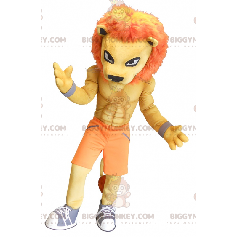 Muscle Orange Tiger BIGGYMONKEY™ Maskottchen-Kostüm -