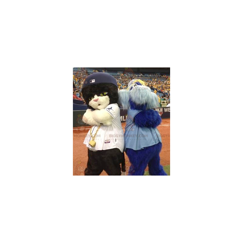 2 BIGGYMONKEY's mascotte een zwart-witte kat en een harige 2 BIGGYMONKEY's mascotte een zwart-witte kat en een harige