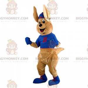 Känguru BIGGYMONKEY™ maskotdräkt med t-shirt och keps -