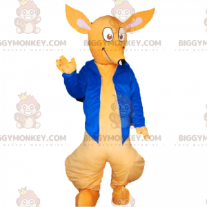 Känguru BIGGYMONKEY™ Maskottchenkostüm mit blauer Jacke -
