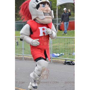 BIGGYMONKEY™ Mascot Costume of Knight Wearing Red and Gray