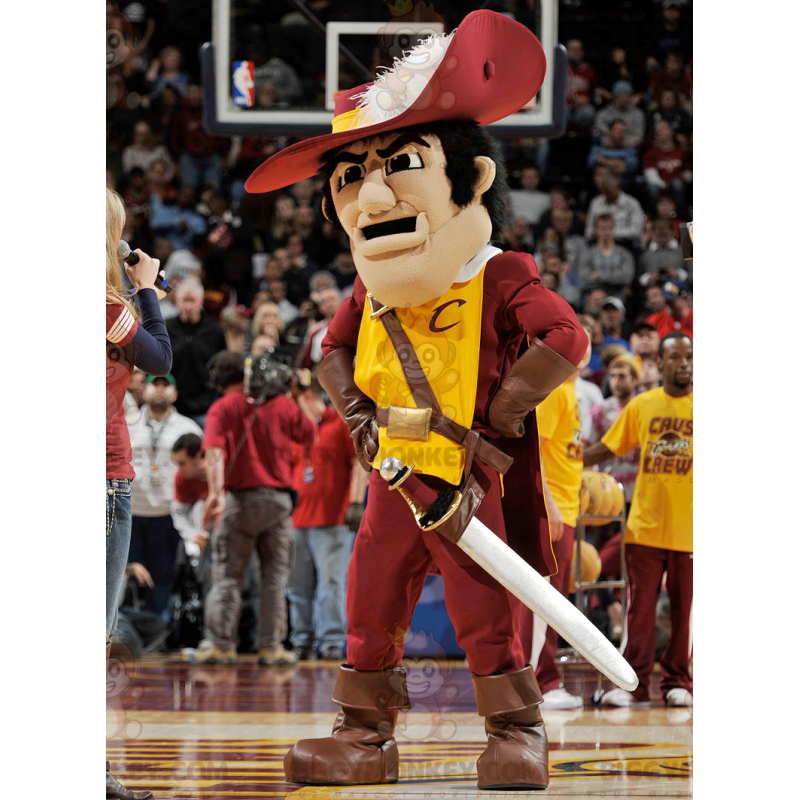 Musketeer BIGGYMONKEY™ Mascot Costume in Traditional Red and Musketeer BIGGYMONKEY™ Mascot Costume in Traditional Red and