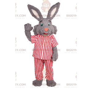 BIGGYMONKEY™ Mascot Costume Bunny With Big Ears And Striped