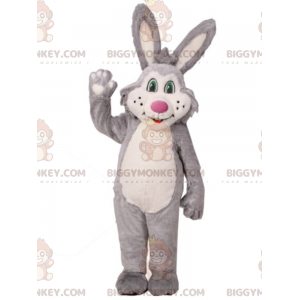 BIGGYMONKEY™ Rabbit Mascot Costume with Green Eyes and Pink