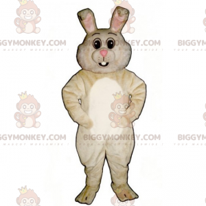 BIGGYMONKEY™ maskotkostume Beige kanin og hvid mave -