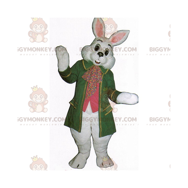 BIGGYMONKEY™ White Rabbit With Green Coat Mascot Costume – BIGGYMONKEY™ White Rabbit With Green Coat Mascot Costume –