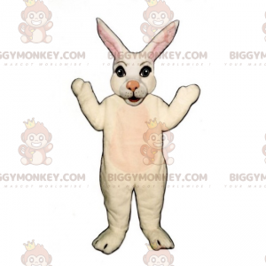 Costume mascotte BIGGYMONKEY™ coniglio bianco dal naso rosa -