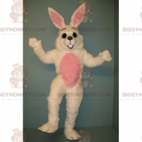 Disfraz de mascota de conejo blanco de vientre rosa