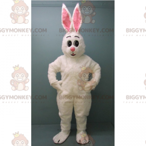 Wit konijn met grote roze oren BIGGYMONKEY™ mascottekostuum -