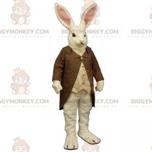 White Rabbit BIGGYMONKEY™ Mascot Costume with Plaid Coat –