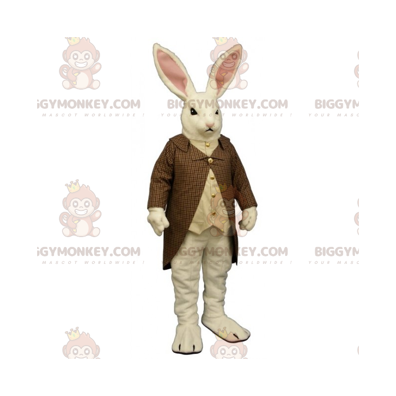 Costume da mascotte BIGGYMONKEY™ da coniglio bianco con Costume da mascotte BIGGYMONKEY™ da coniglio bianco con