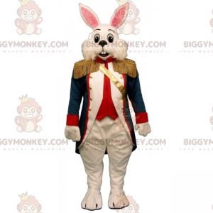 Traje de mascote de coelho branco BIGGYMONKEY™ com casaco do