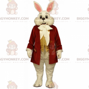 BIGGYMONKEY™ Maskottchenkostüm Weißer Hase mit rotem Mantel -