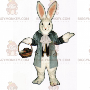 Cesta de vime de coelho branco BIGGYMONKEY™ Fantasia de mascote